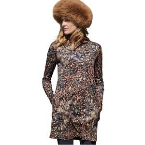 Peruvian Connection Forest Tapestry Floral Tunic Dress XS Long Sleeve Fairt
